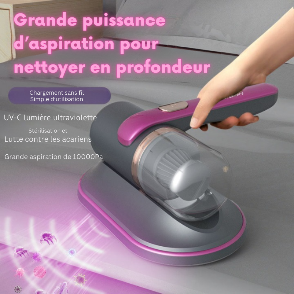PureAirClean - Aspirateur de lit haute fréquence avec lumière UV