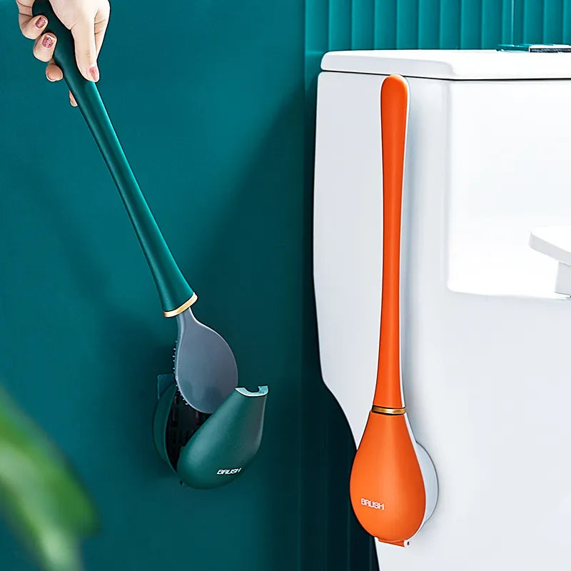 EcoBrush Elite - Brosse de toilette en silicone avec manche long
