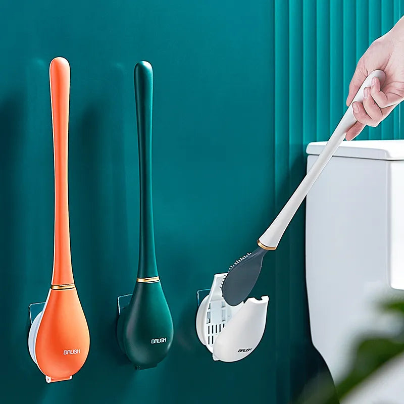 EcoBrush Elite - Brosse de toilette en silicone avec manche long
